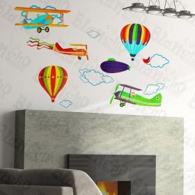 Aeroplane And Hot Balloon- Wall Decals Stickers Appliques Home Dcor