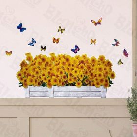 Sunflowers Shrubs - Wall Decals Stickers Appliques Home Decor