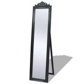 Free-Standing Mirror Baroque Style 63"x15.7" Black