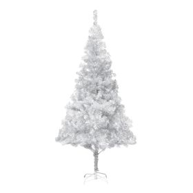 Artificial Christmas Tree with Stand Silver 7 ft PET