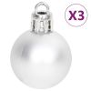 70 Piece Christmas Bauble Set Silver and White