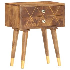 Bedside Cabinet 16.9"x11.8"x22.8" Solid Mango Wood (Color: Brown)