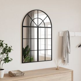 Wall Mirror Black 23.6"x11.8" Arch Iron (Color: Black)