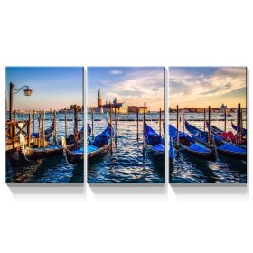 3 Panels Framed Wharf Canvas Wall Art Decor,3 Pieces Mordern Canvas Decoration Painting for Office,Dining room,Living room (Color: as Pic)
